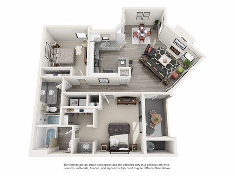 Mountain Park Ranch Apartments Perilla 3D Furnished Floor Plan